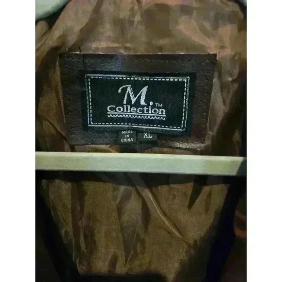 M Collection Men's Vintage Leather Jacket Brown Size XL Mid-Length Casual Y2K - Picture 2 of 8